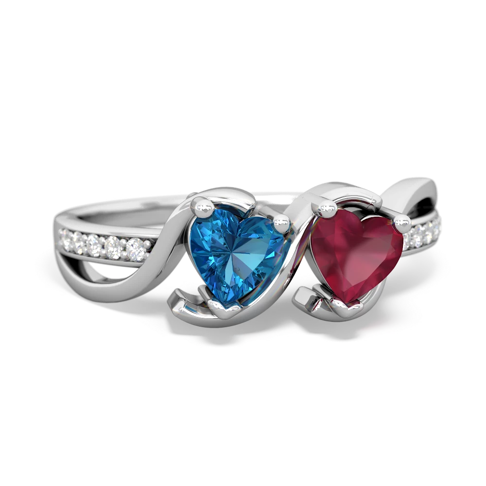 London Topaz Side By Side 14K White Gold ring R3090