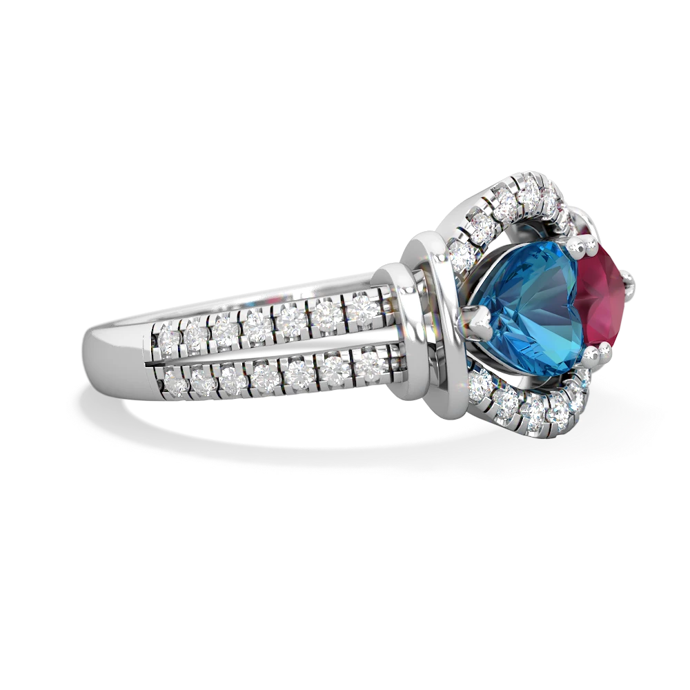 London Topaz Art-Deco Keepsake 14K White Gold ring R5630