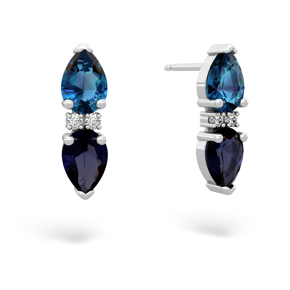 London Topaz Bowtie Drop 14K White Gold earrings E0865