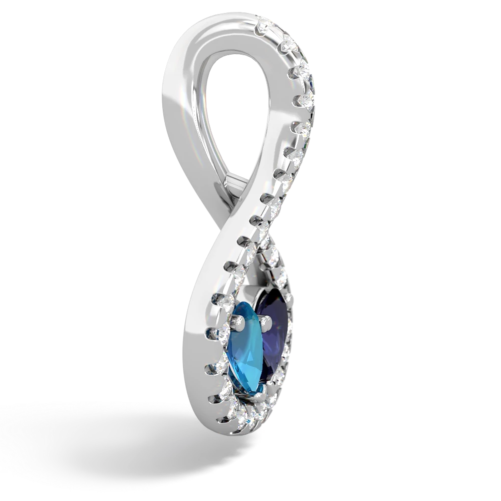 London Topaz Pave Twist 'One Heart' 14K White Gold pendant P5360