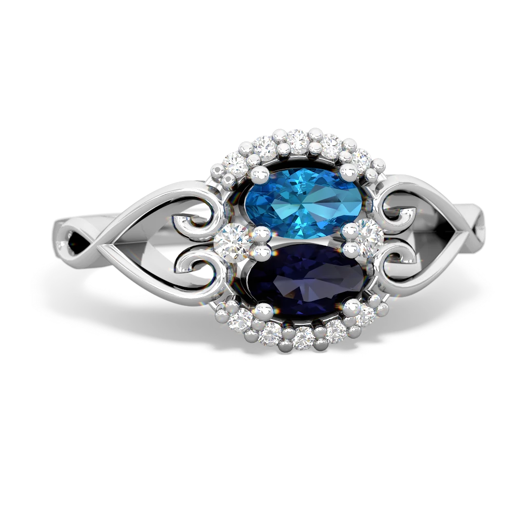 London Topaz Love Nest 14K White Gold ring R5860