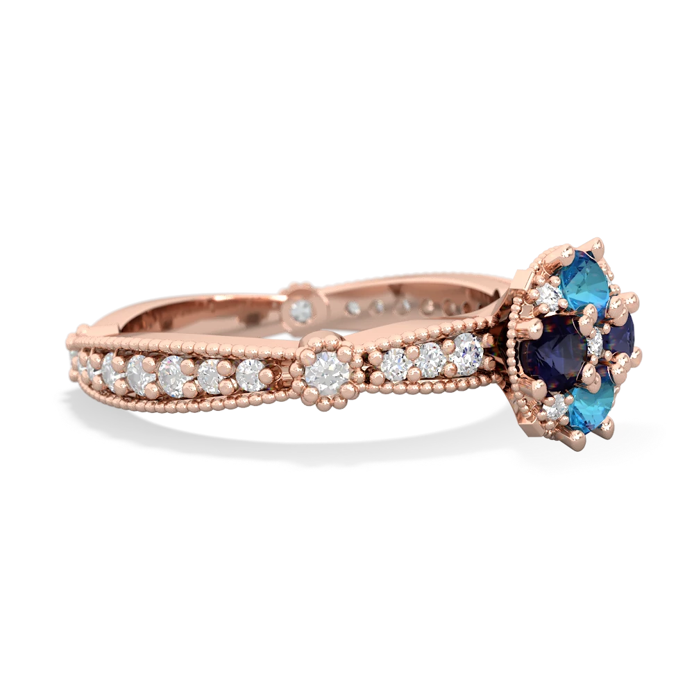 London Topaz Sparkling Tiara Cluster 14K Rose Gold ring R26293RD