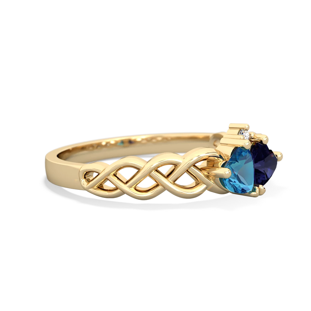 London Topaz Heart To Heart Braid 14K Yellow Gold ring R5870