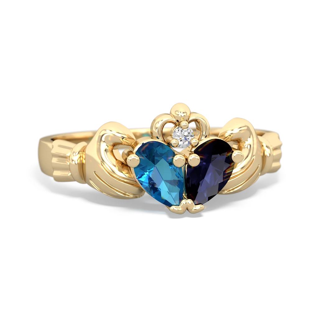 London Topaz 'Our Heart' Claddagh 14K Yellow Gold ring R2388