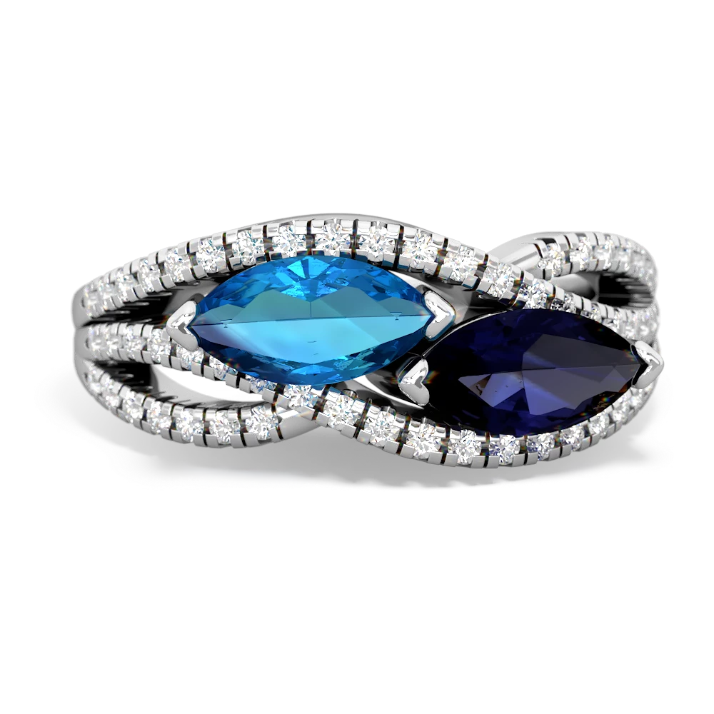 London Topaz Diamond Rivers 14K White Gold ring R3070