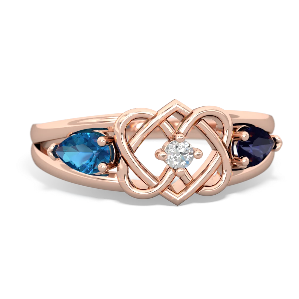 London Topaz Hearts Intertwined 14K Rose Gold ring R5880