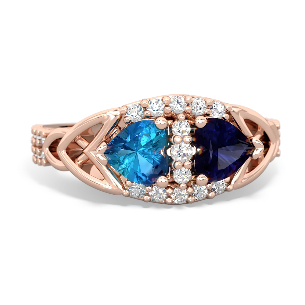 London Topaz Sparkling Celtic Knot 14K Rose Gold ring R2645