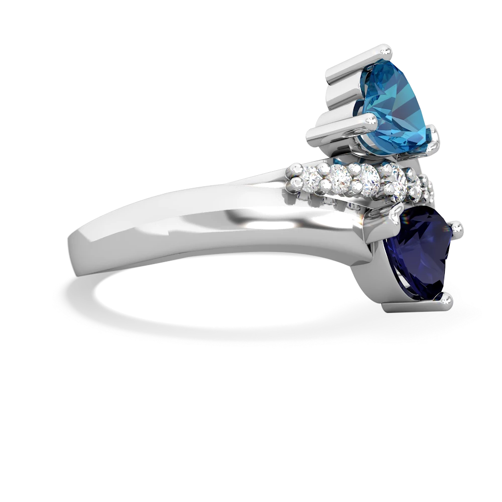 London Topaz Heart To Heart 14K White Gold ring R2064