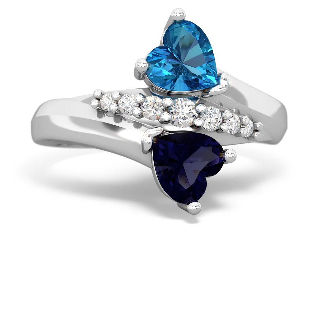 London Topaz Heart To Heart 14K White Gold ring R2064