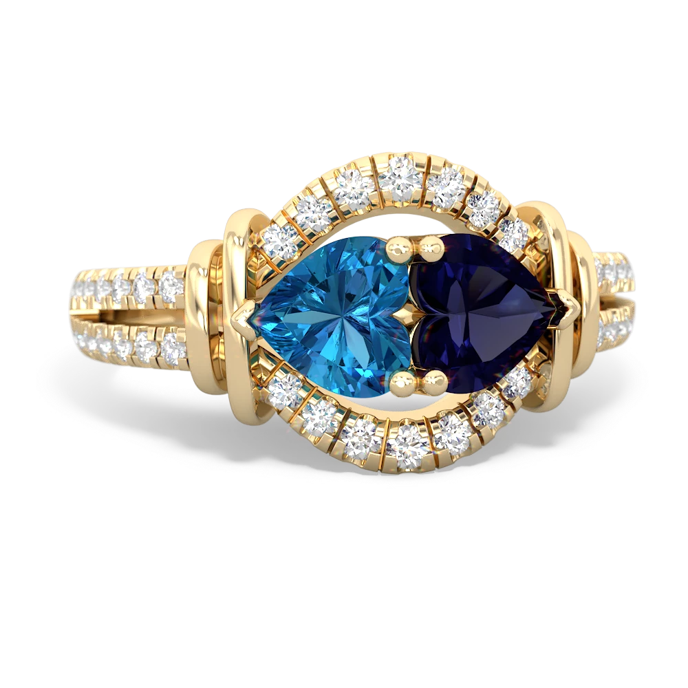 London Topaz Art-Deco Keepsake 14K Yellow Gold ring R5630