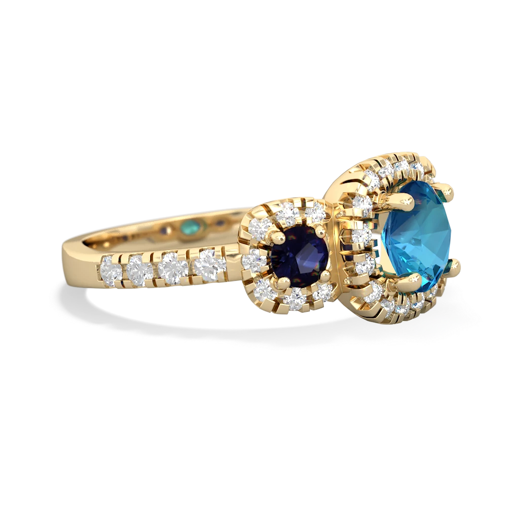 London Topaz Regal Halo 14K Yellow Gold ring R5350