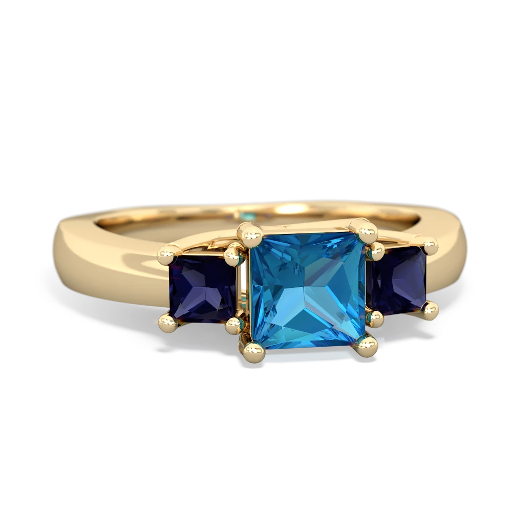 London Topaz Three Stone Trellis 14K Yellow Gold ring R4015