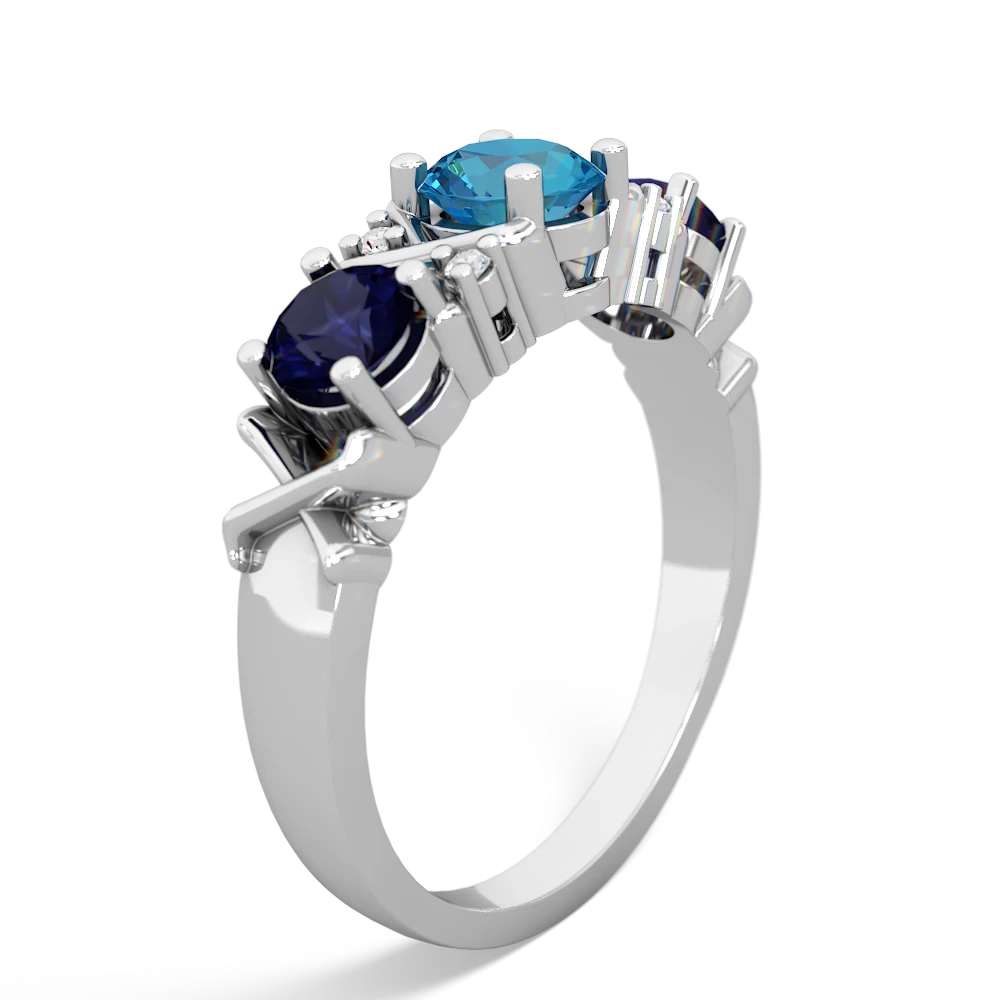 London Topaz Hugs And Kisses 14K White Gold ring R5016