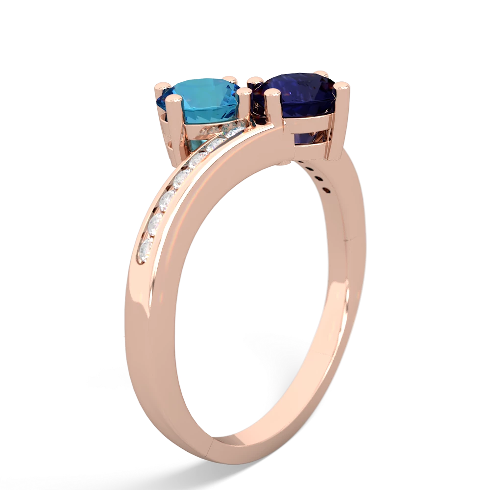 London Topaz Channel Set Two Stone 14K Rose Gold ring R5303