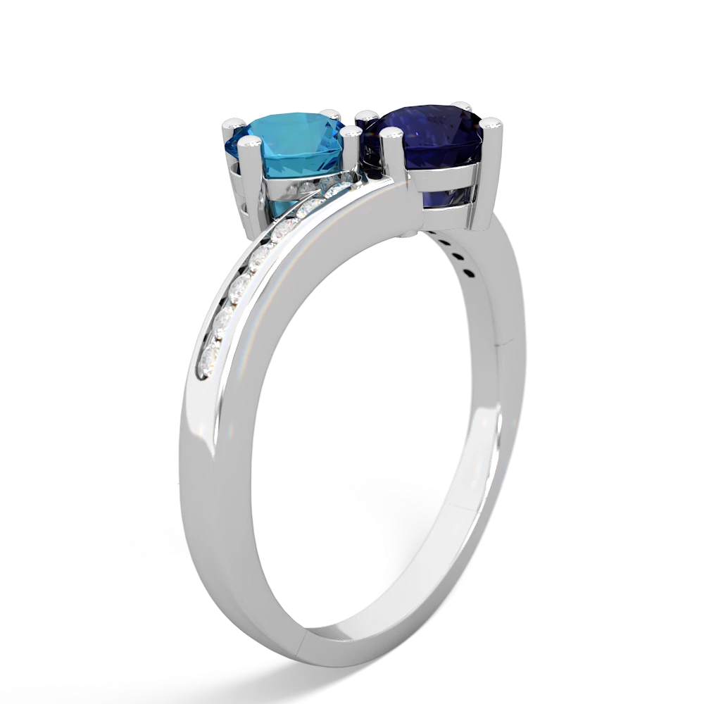 London Topaz Channel Set Two Stone 14K White Gold ring R5303