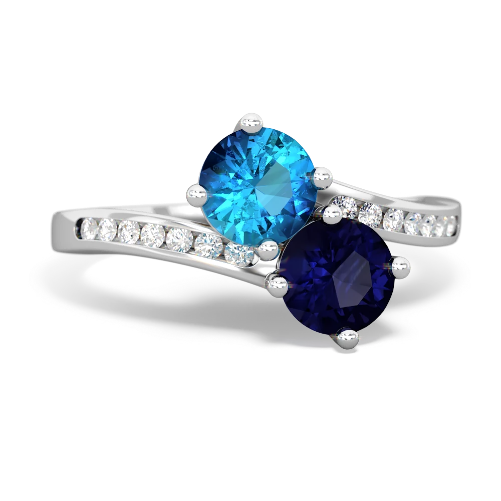 London Topaz Channel Set Two Stone 14K White Gold ring R5303