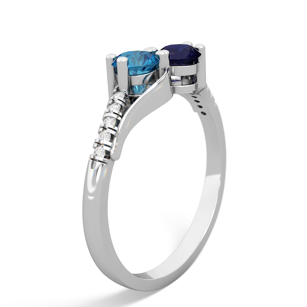 London Topaz Infinity Pave Two Stone 14K White Gold ring R5285