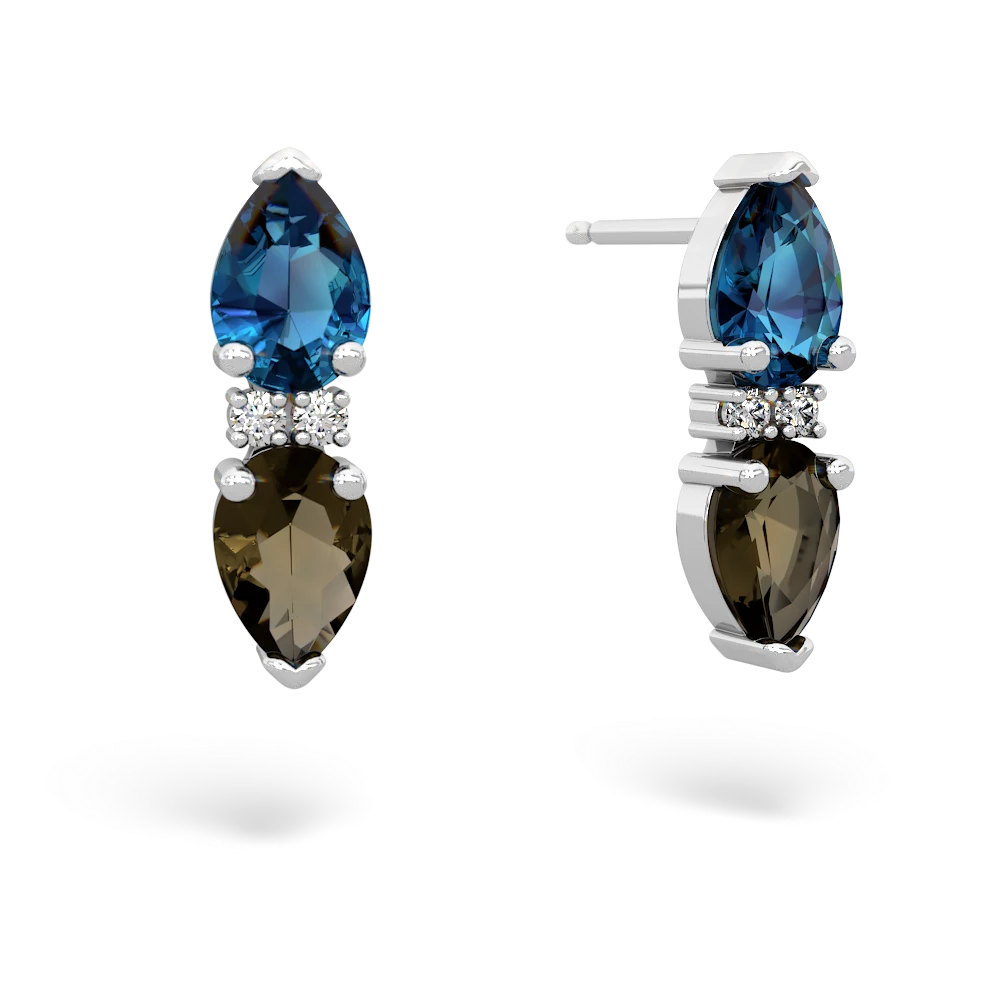 London Topaz Bowtie Drop 14K White Gold earrings E0865