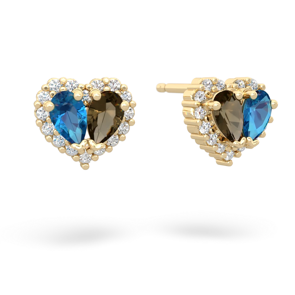 London Topaz Halo 14K Yellow Gold earrings E7008