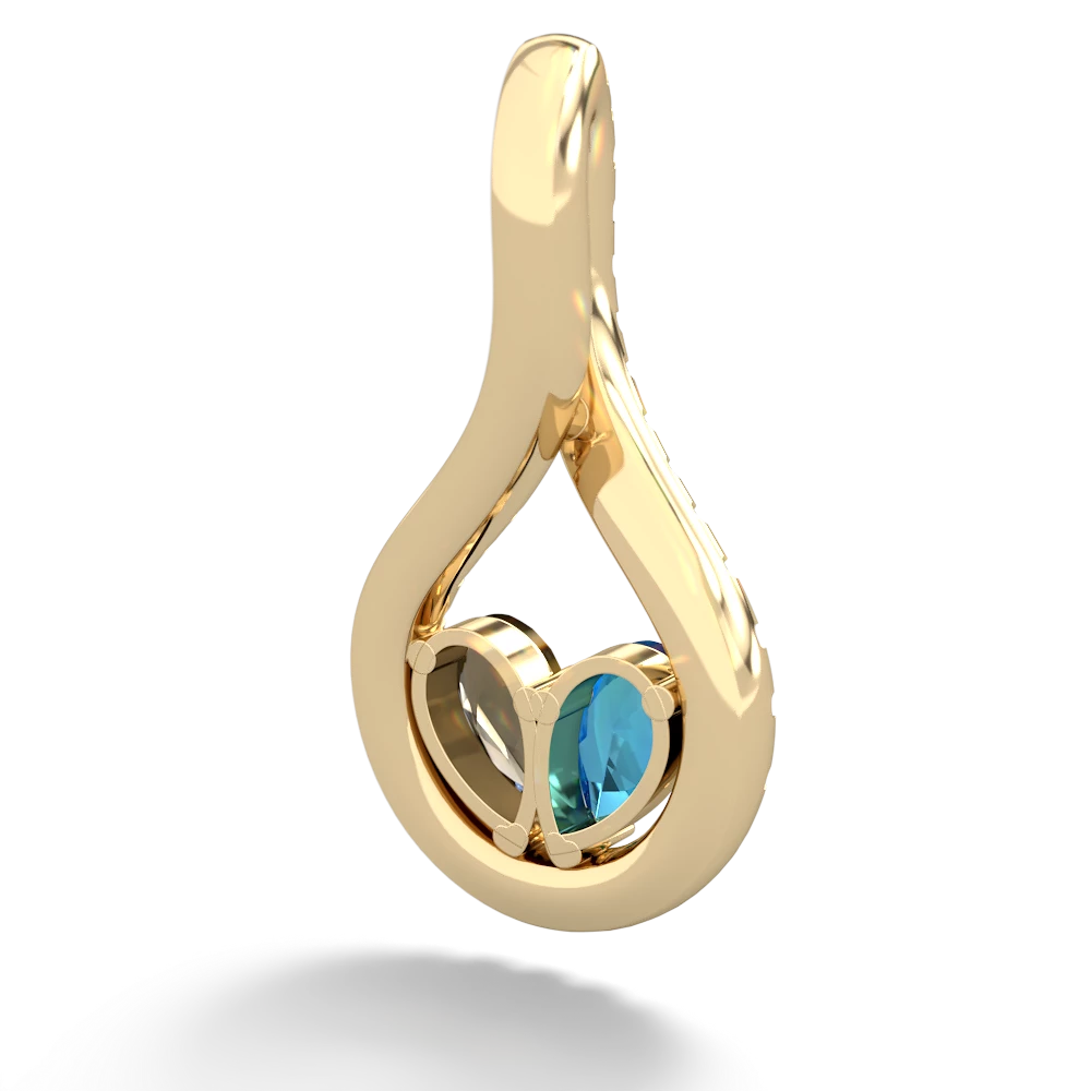 London Topaz Pave Twist 'One Heart' 14K Yellow Gold pendant P5360