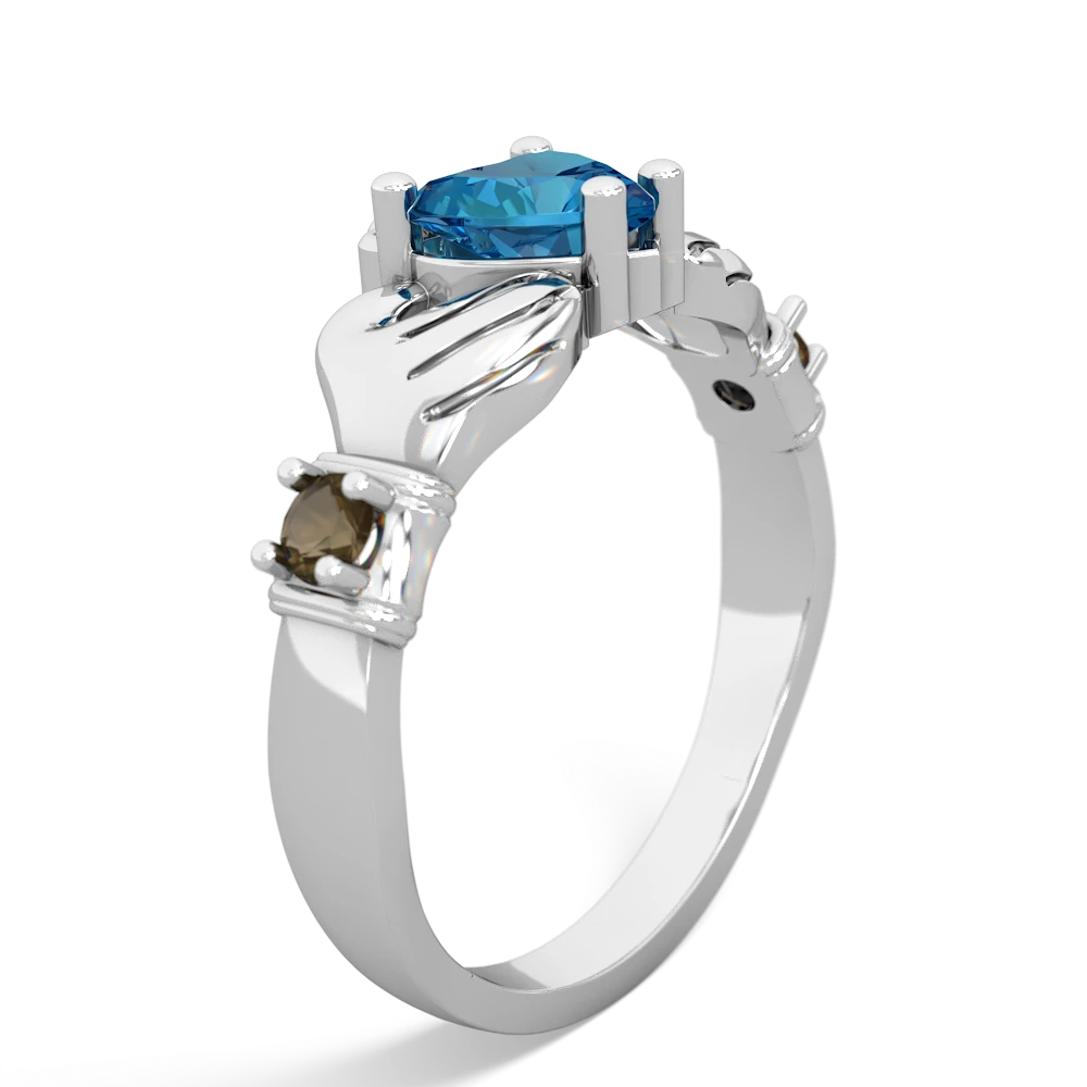 London Topaz Claddagh Keepsake 14K White Gold ring R5245