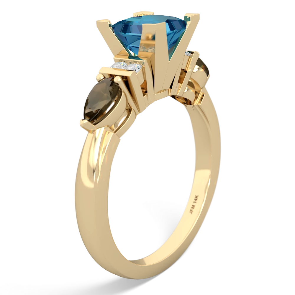 London Topaz 6Mm Princess Eternal Embrace Engagement 14K Yellow Gold ring C2002