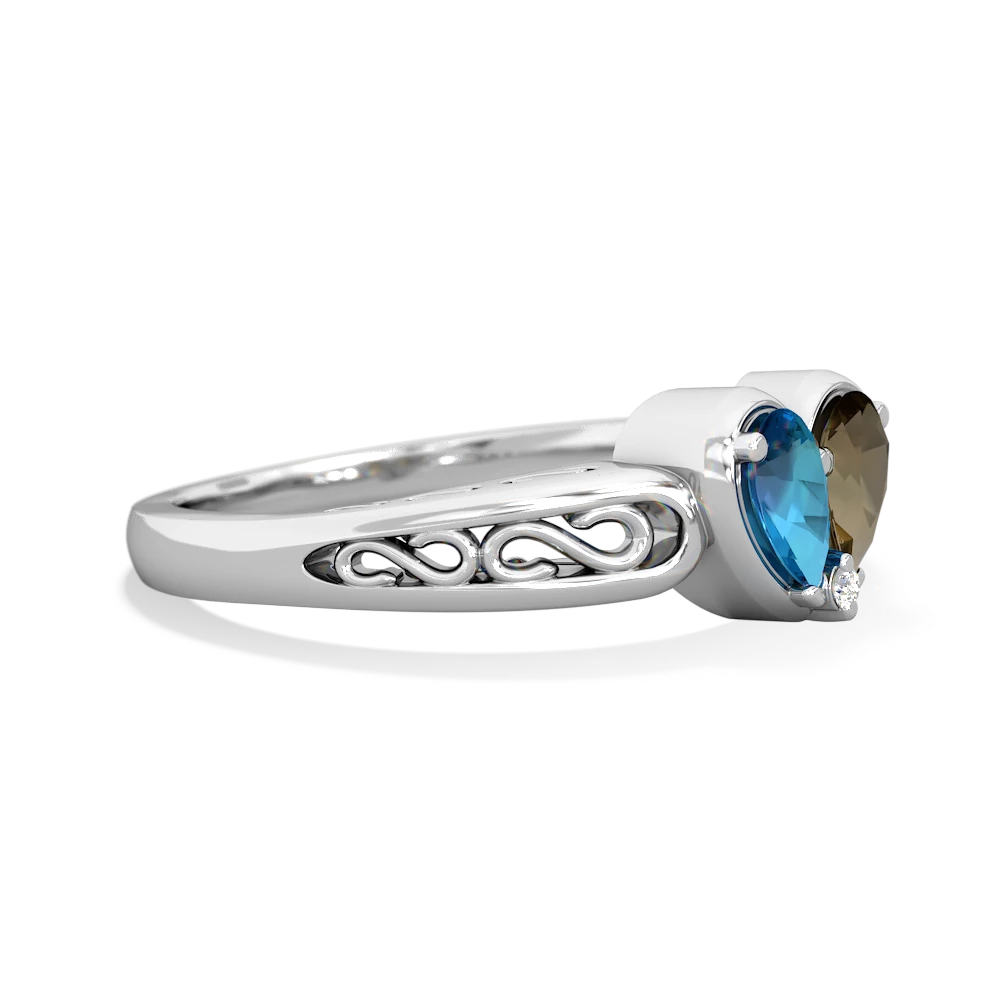 London Topaz Filligree 'One Heart' 14K White Gold ring R5070