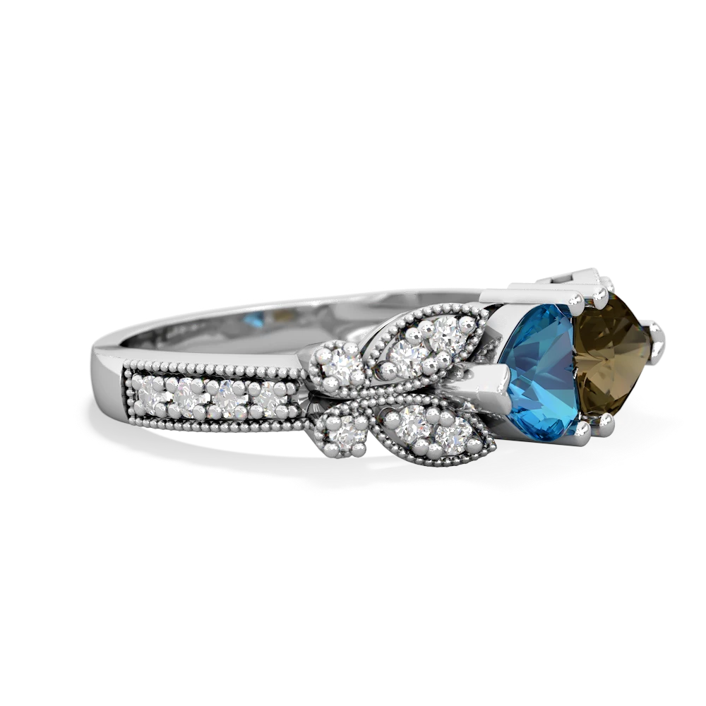 London Topaz Diamond Butterflies 14K White Gold ring R5601