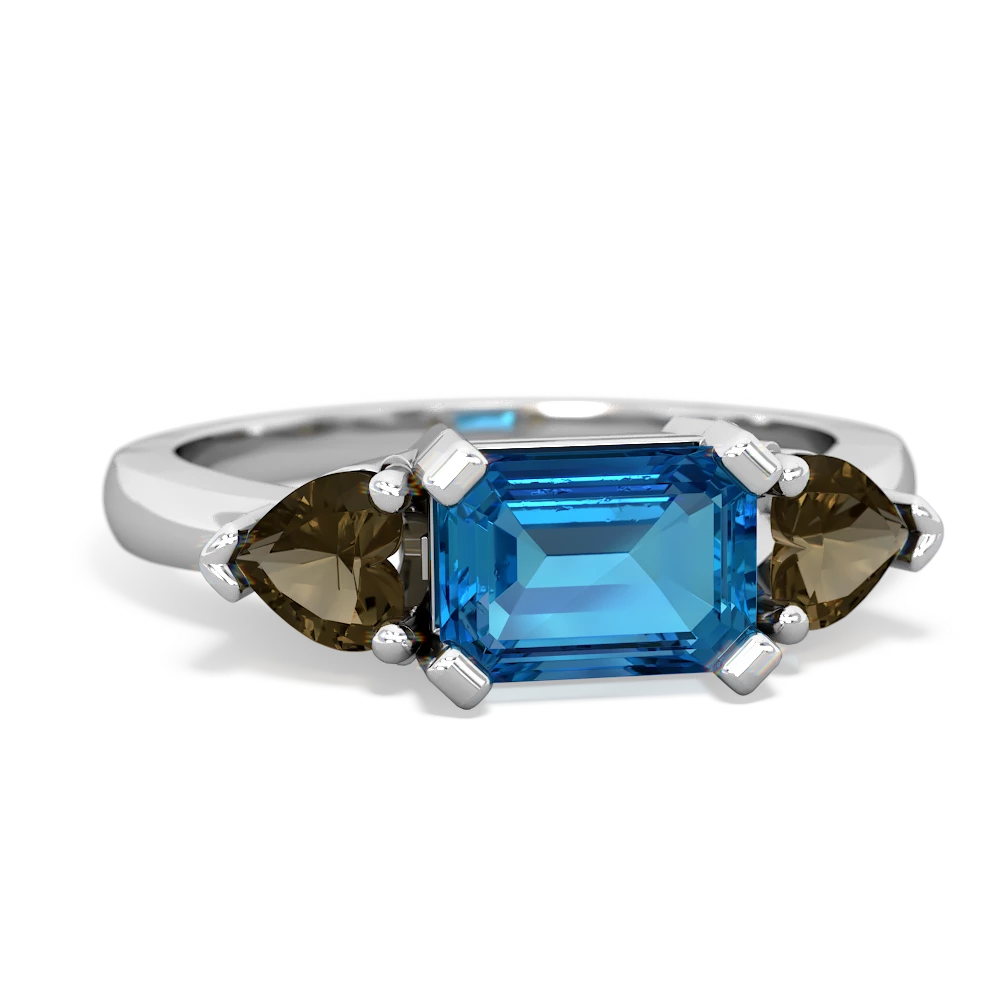 London Topaz Three Stone 14K White Gold ring R5235