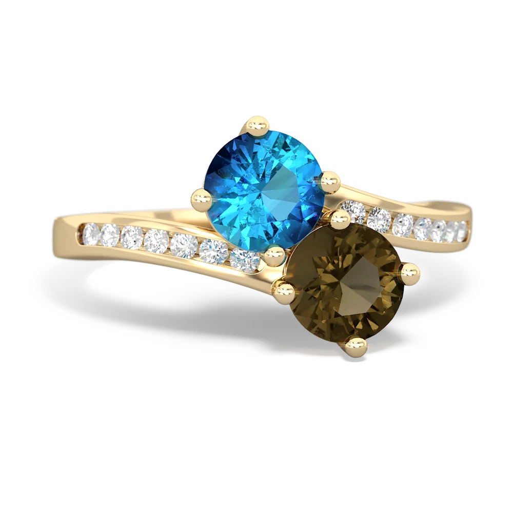 London Topaz Channel Set Two Stone 14K Yellow Gold ring R5303