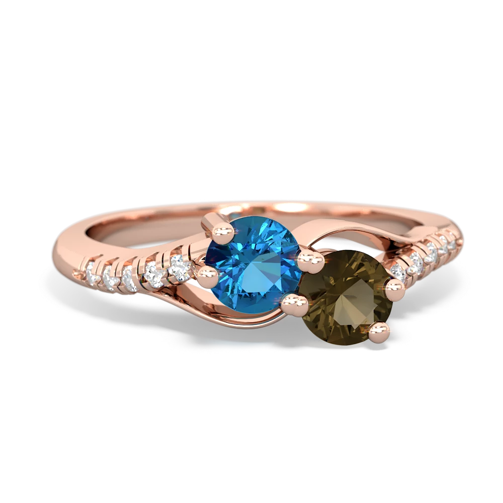 London Topaz Infinity Pave Two Stone 14K Rose Gold ring R5285