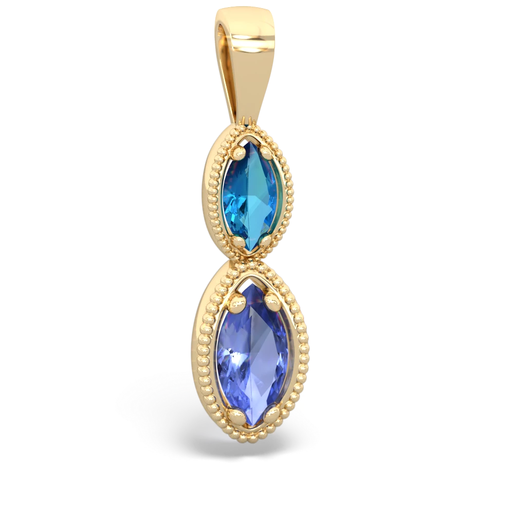 London Topaz Antique-Style Halo 14K Yellow Gold pendant P5700