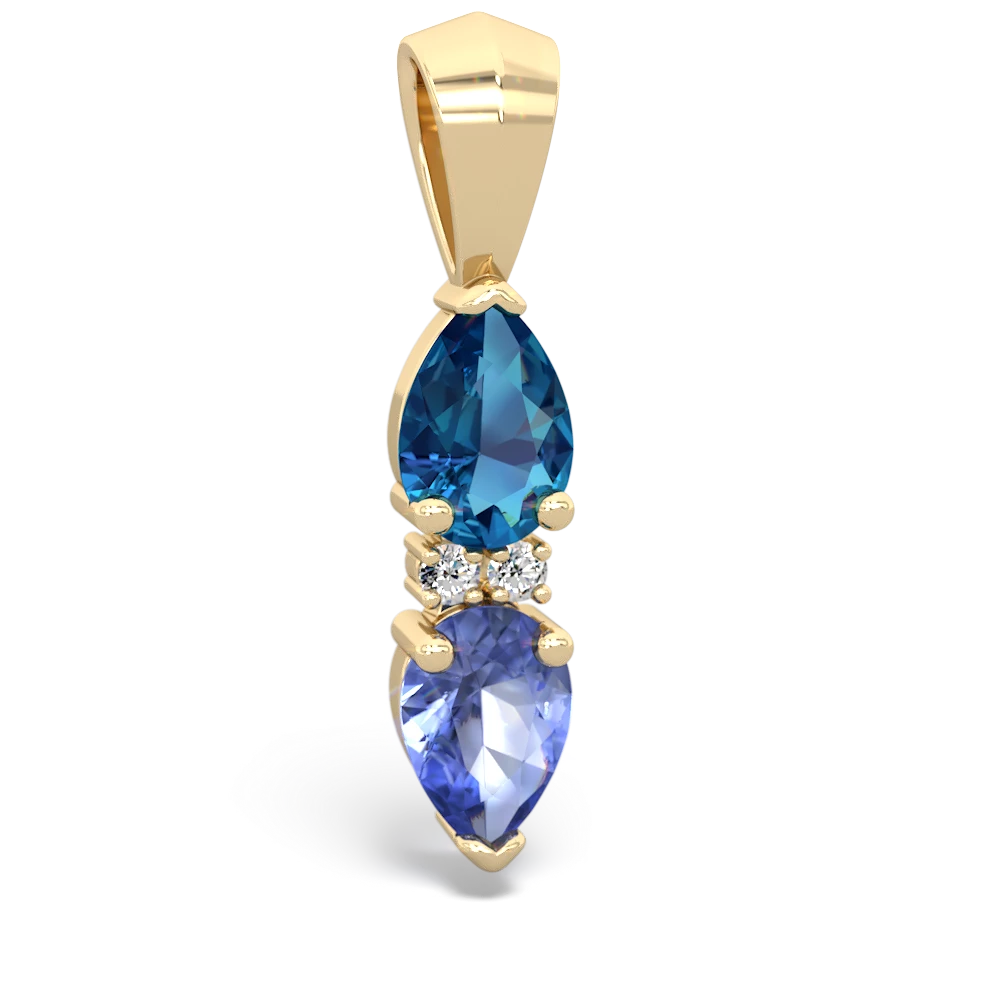 London Topaz Bowtie Drop 14K Yellow Gold pendant P0865