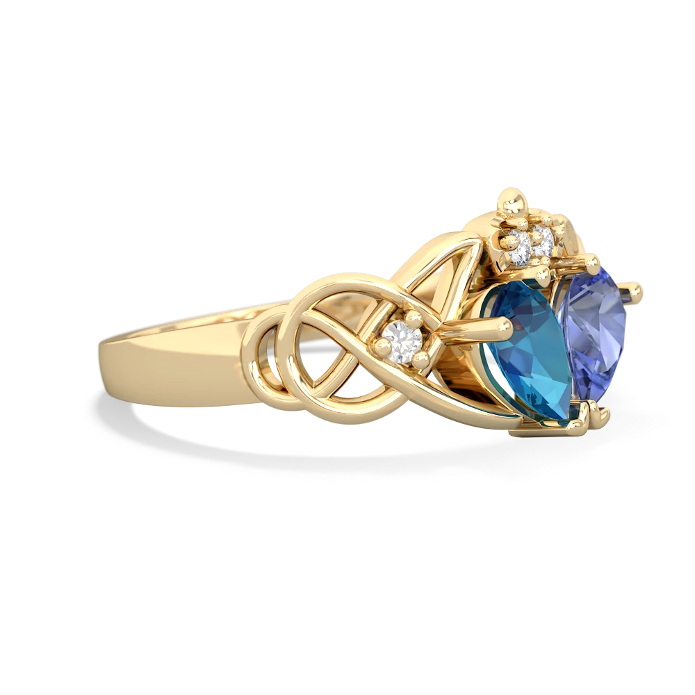 London Topaz 'One Heart' Celtic Knot Claddagh 14K Yellow Gold ring R5322