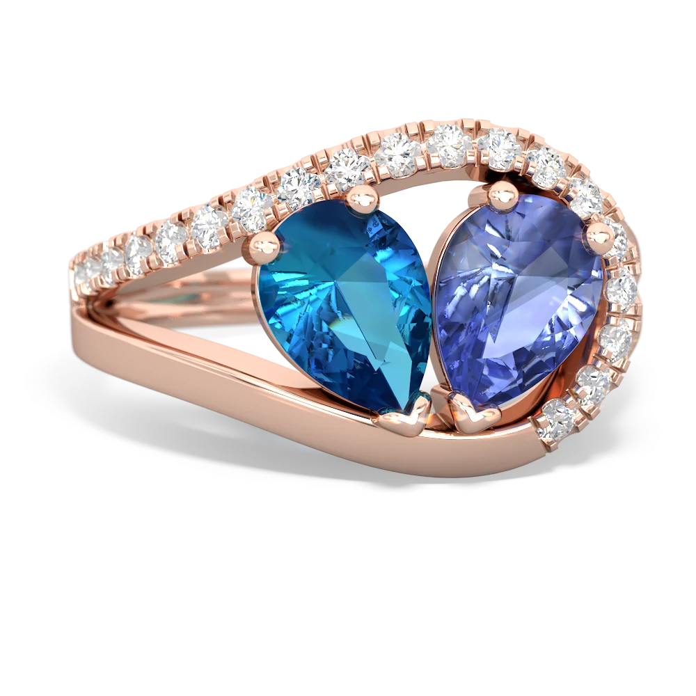 London Topaz Nestled Heart Keepsake 14K Rose Gold ring R5650