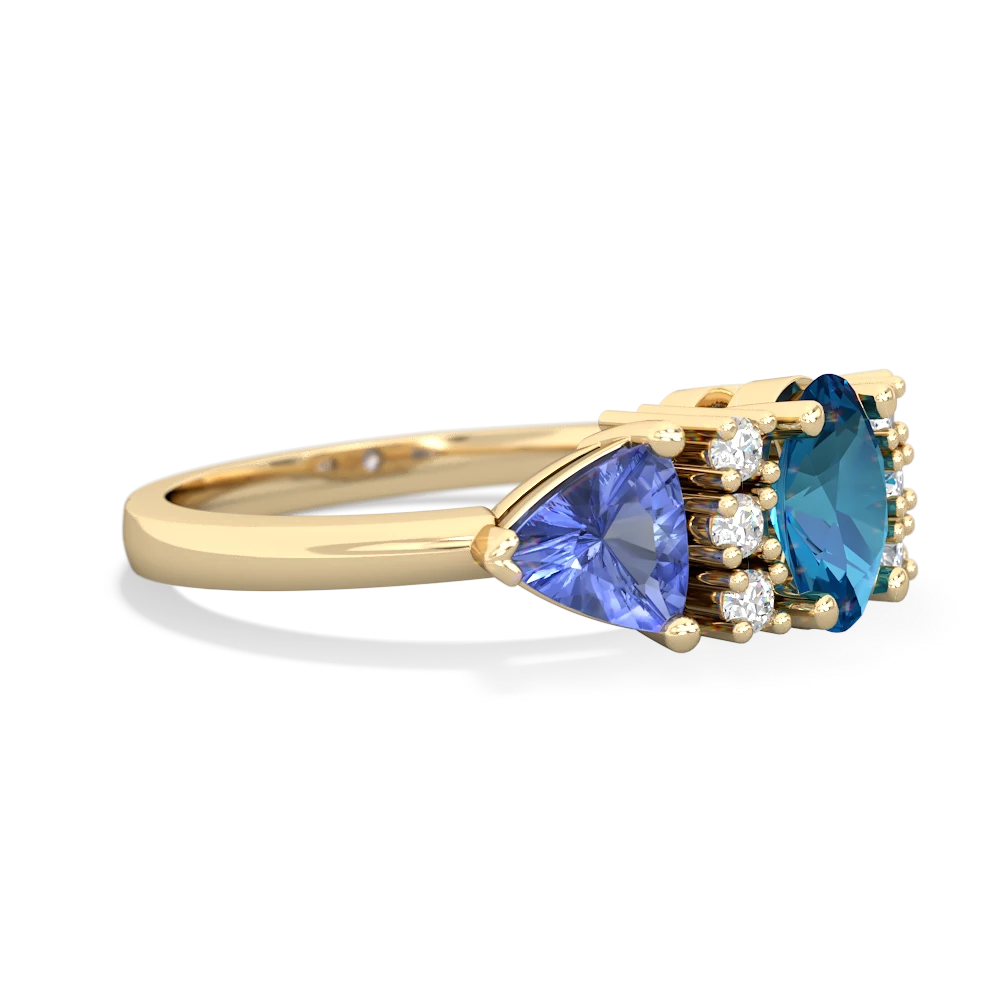 London Topaz Antique Style Three Stone 14K Yellow Gold ring R2186