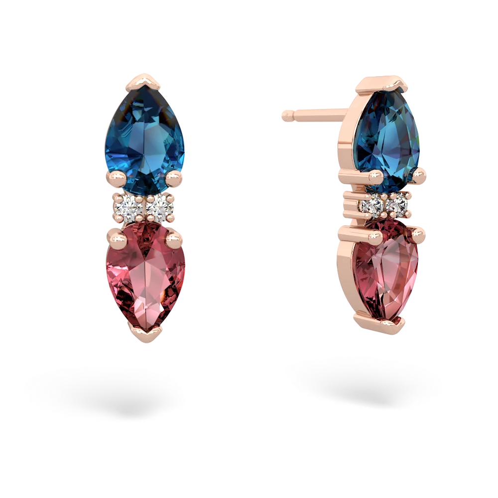 London Topaz Bowtie Drop 14K Rose Gold earrings E0865