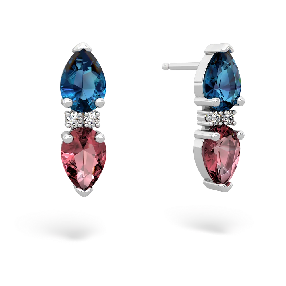 London Topaz Bowtie Drop 14K White Gold earrings E0865