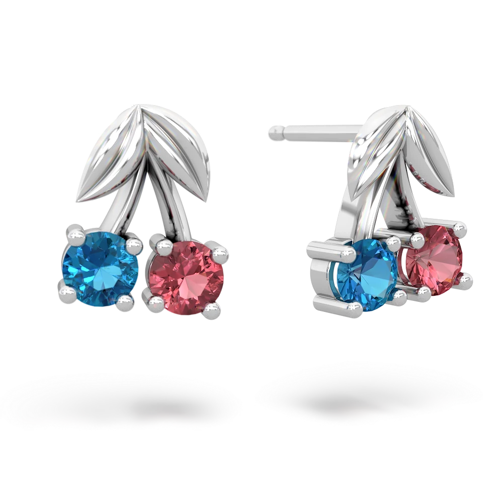 London Topaz Sweet Cherries 14K White Gold earrings E7001