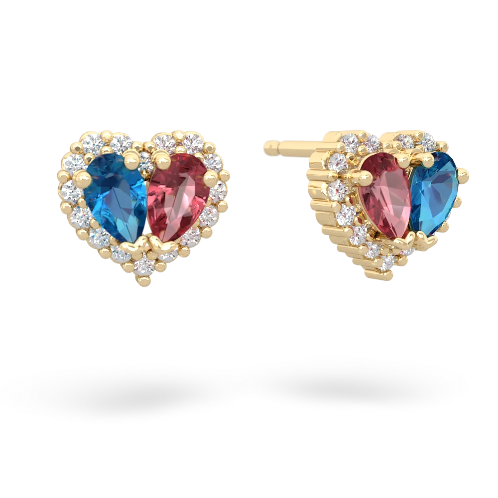 London Topaz Halo 14K Yellow Gold earrings E7008