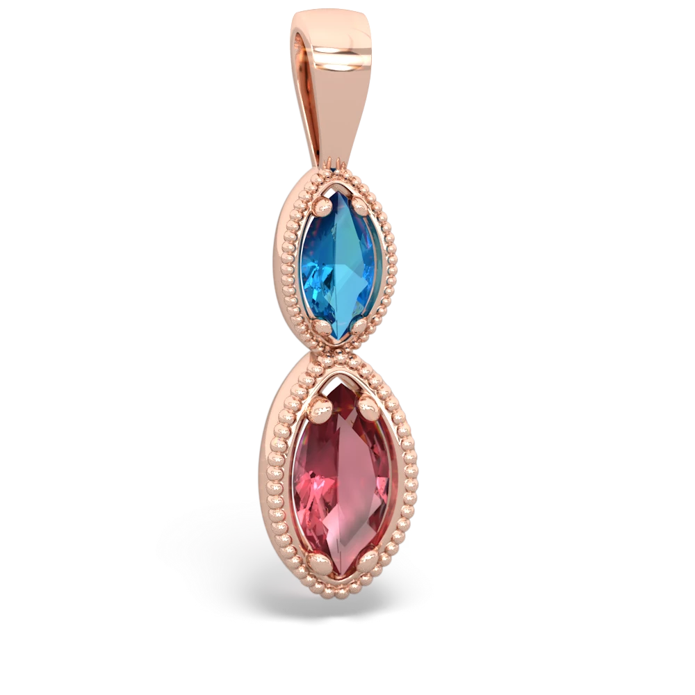 London Topaz Antique-Style Halo 14K Rose Gold pendant P5700