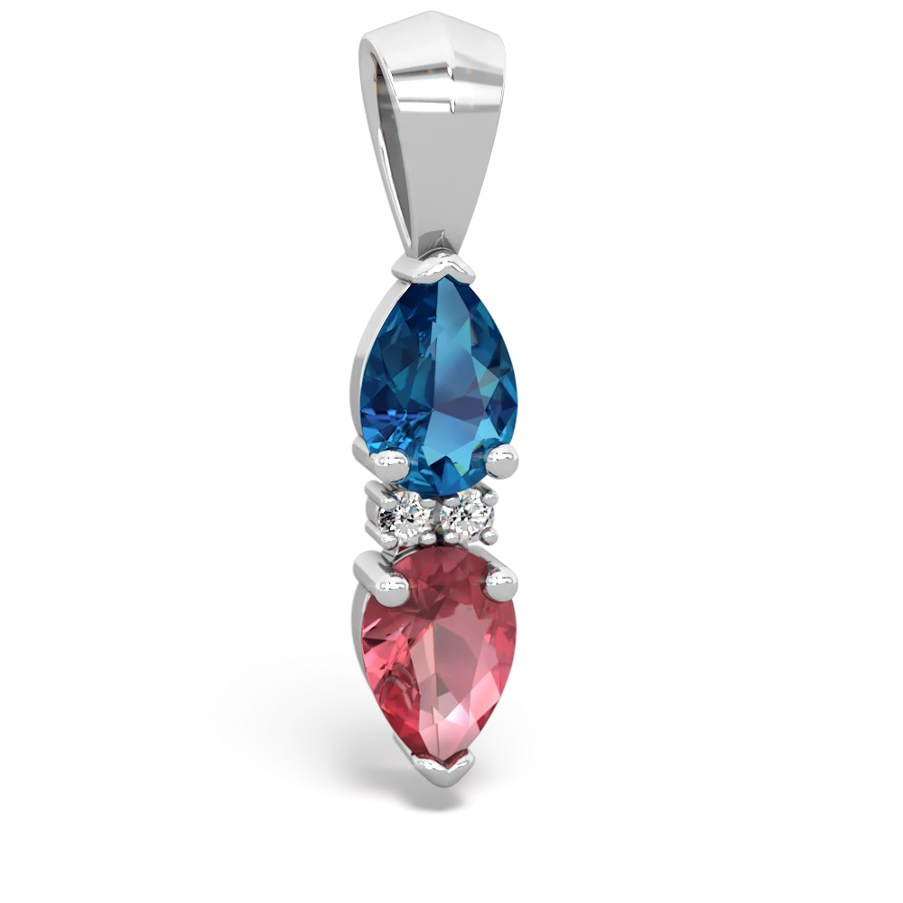 London Topaz Bowtie Drop 14K White Gold pendant P0865