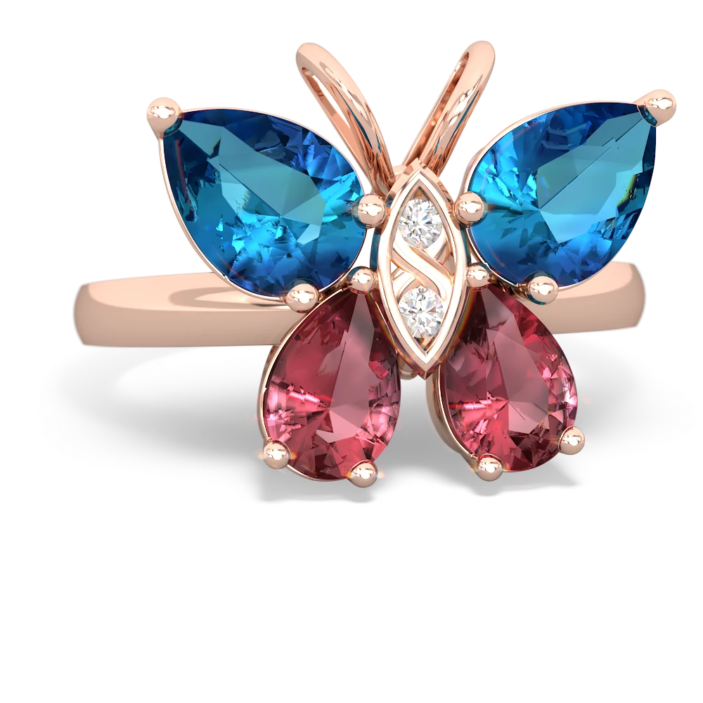 London Topaz Butterfly 14K Rose Gold ring R2215