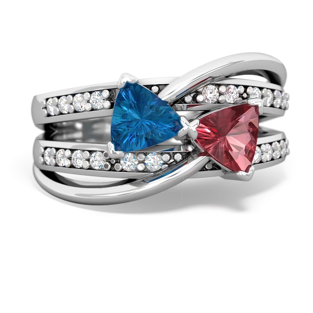 London Topaz Bowtie 14K White Gold ring R2360