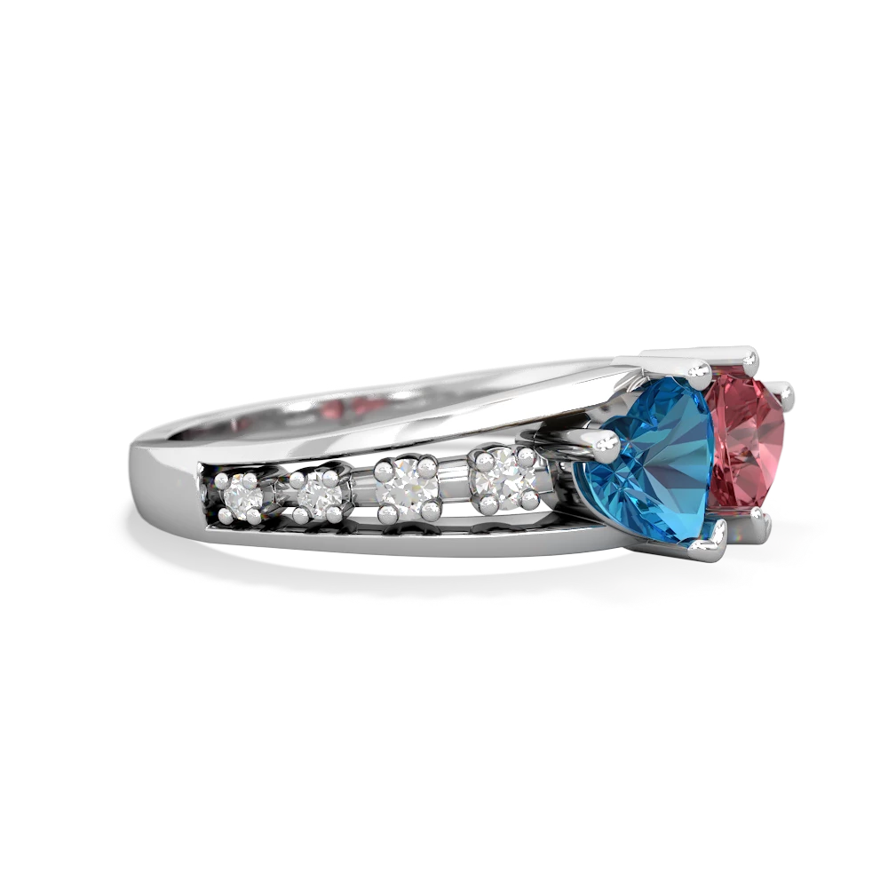 London Topaz Heart To Heart 14K White Gold ring R3342