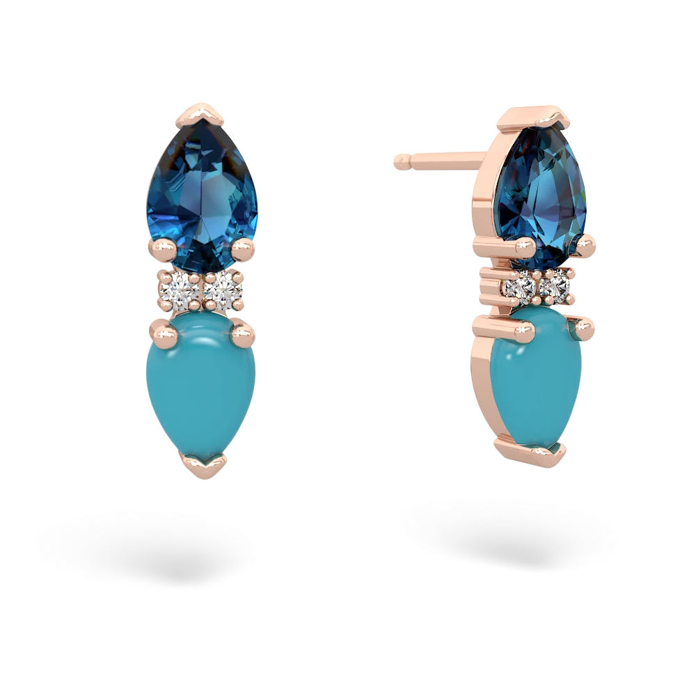 London Topaz Bowtie Drop 14K Rose Gold earrings E0865