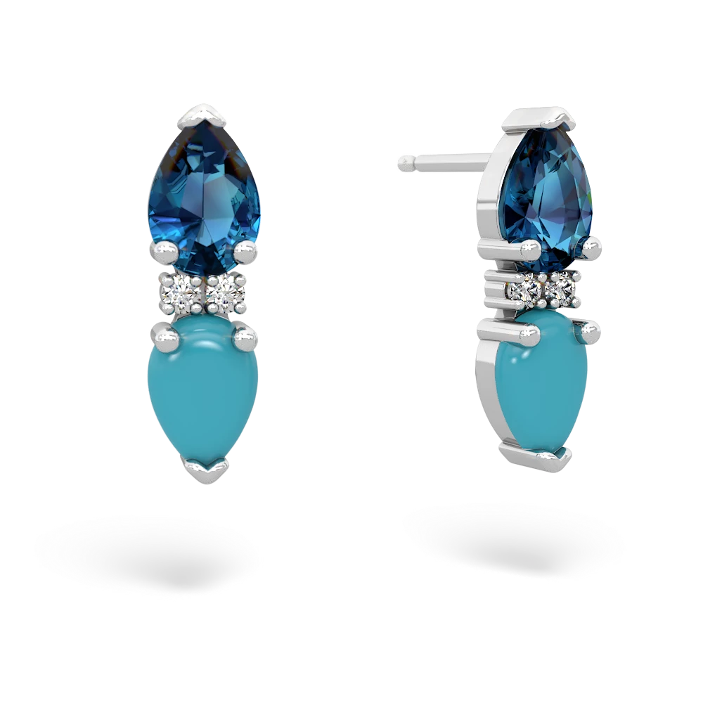 London Topaz Bowtie Drop 14K White Gold earrings E0865