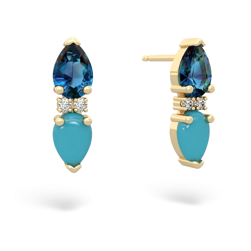 London Topaz Bowtie Drop 14K Yellow Gold earrings E0865