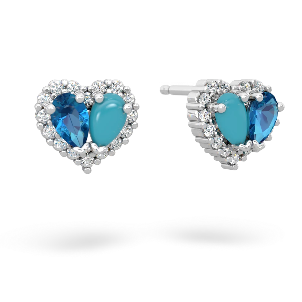 London Topaz Halo 14K White Gold earrings E7008