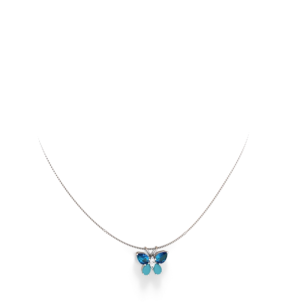 London Topaz Butterfly 14K White Gold pendant P2215